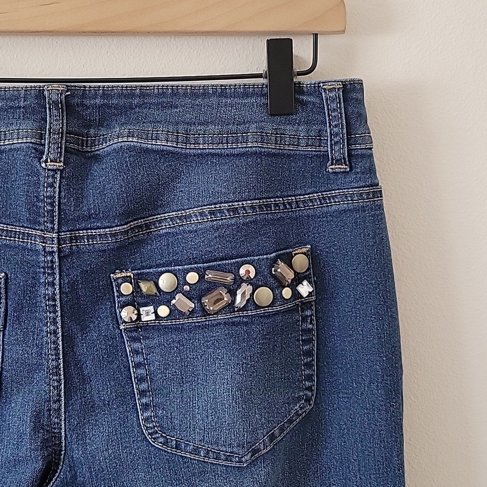 Chico's Beaded Pocket Straight Leg Jeans‎ Size 4
